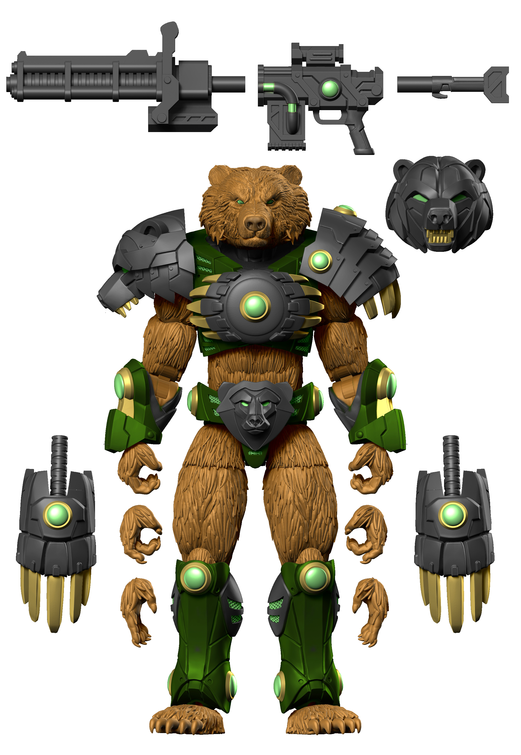 6.5" Bruinskul Bear Combat Creatures Action Figure
