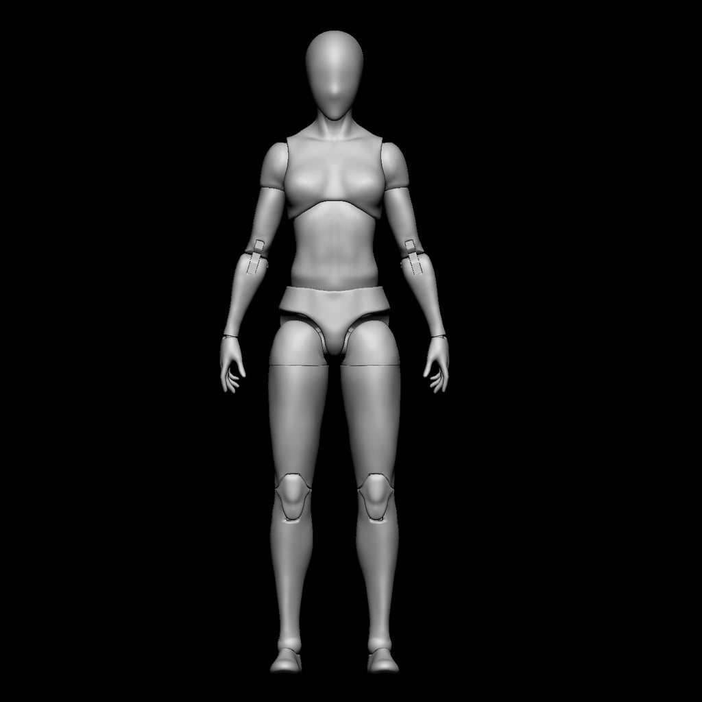 Female Slim Blank Articulated Figure Digital 3D files 1/12 scale