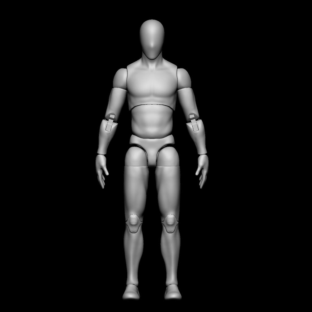 Male Slim Blank Articulated Figure Digital 3D files 1/12 scale