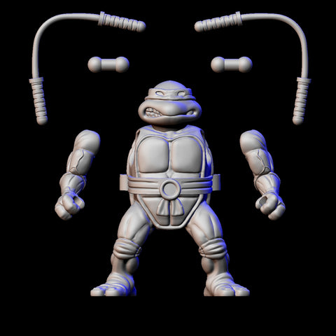 Turtle with nunchucks "BB" 3D printed figure