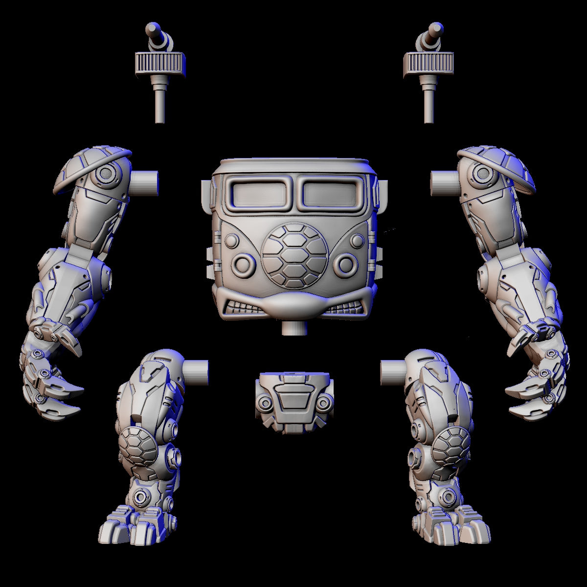 Turtle Bundle with Mech Walker & "BB" 3D Printed Figures