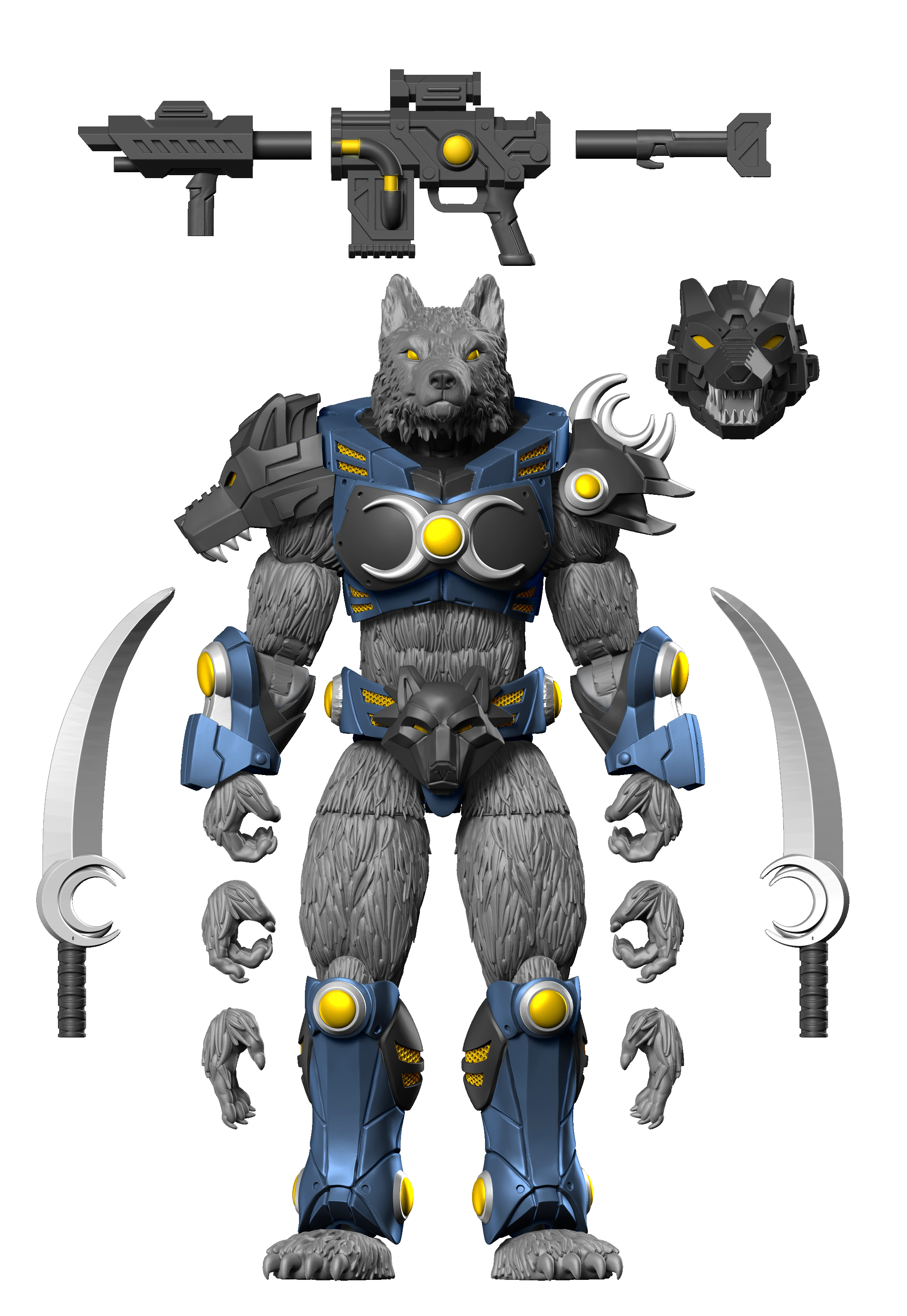 6.5" Lunar Wolf Combat Creatures Action Figure